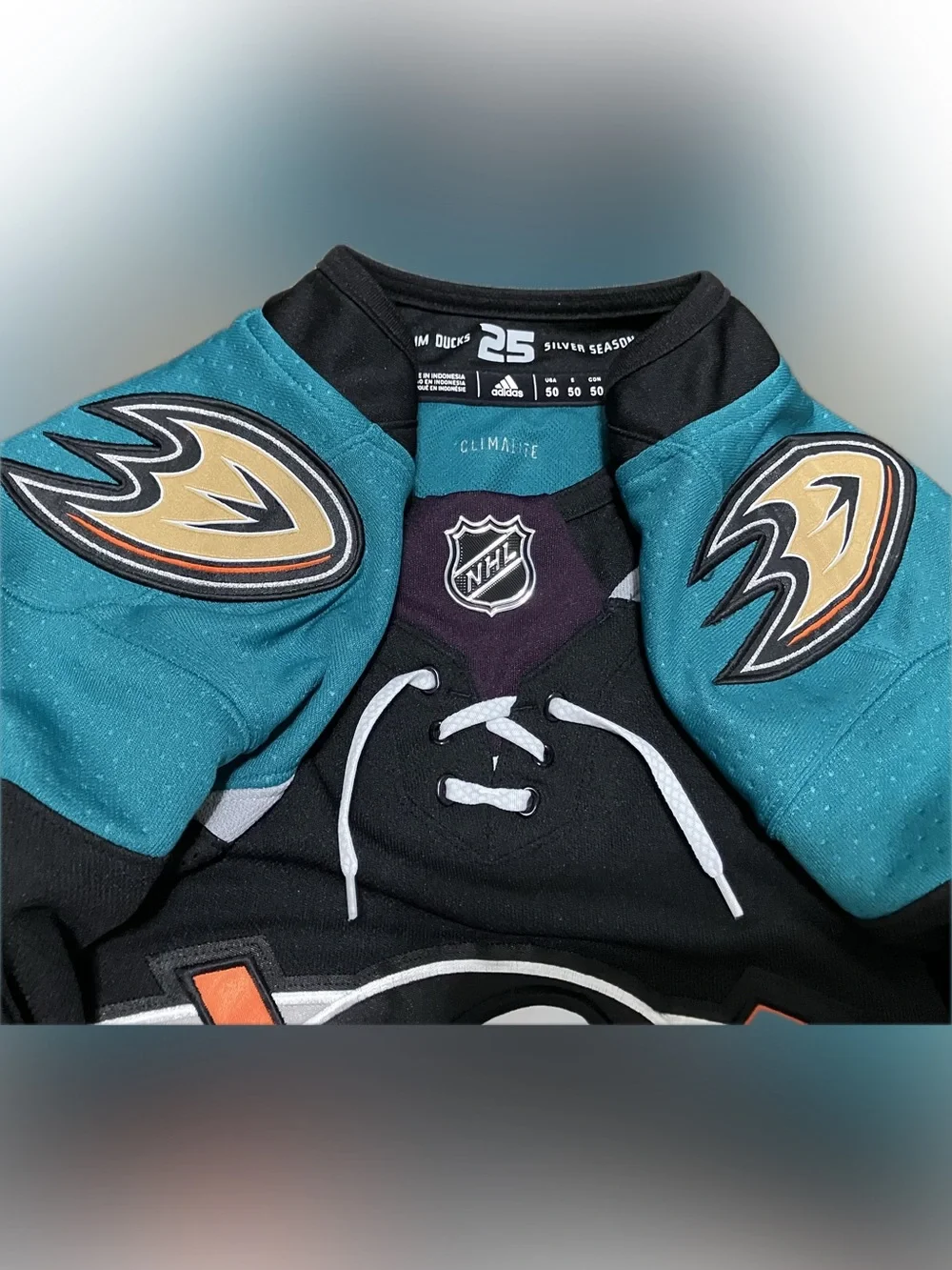 Anaheim Ducks Blank 25th Anniversary Adidas NHL Hockey Jersey Size 50